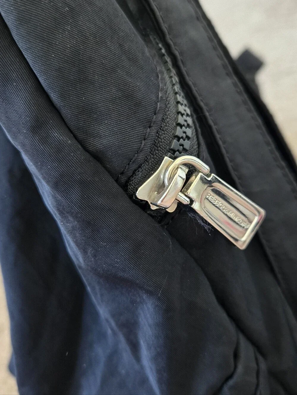 Rebecca‎ Minkoff Julian Black  Nylon Leather Backpack Silver Hardwear